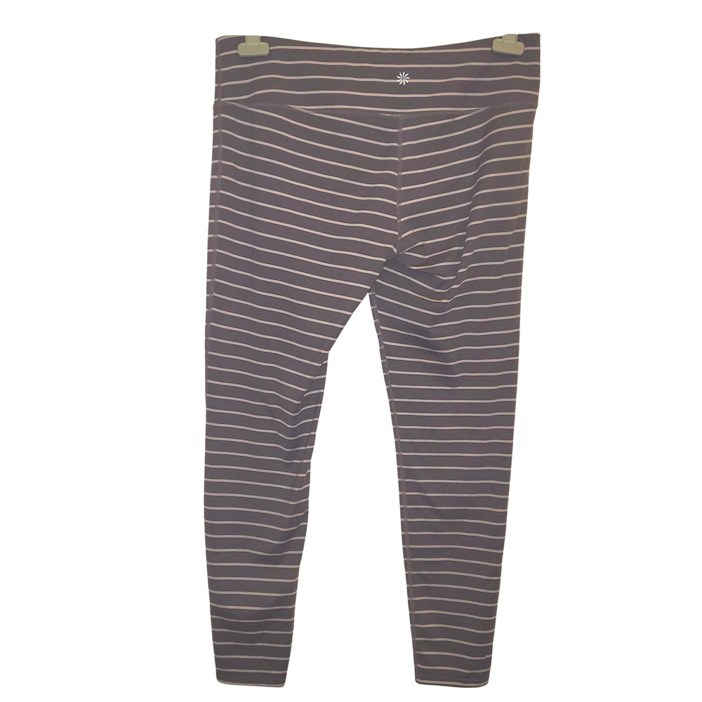 ATHLETA Chaturanga Brown Tan Striped Yoga Ankle Pants Workout Leggings XL - Picture 3 of 6